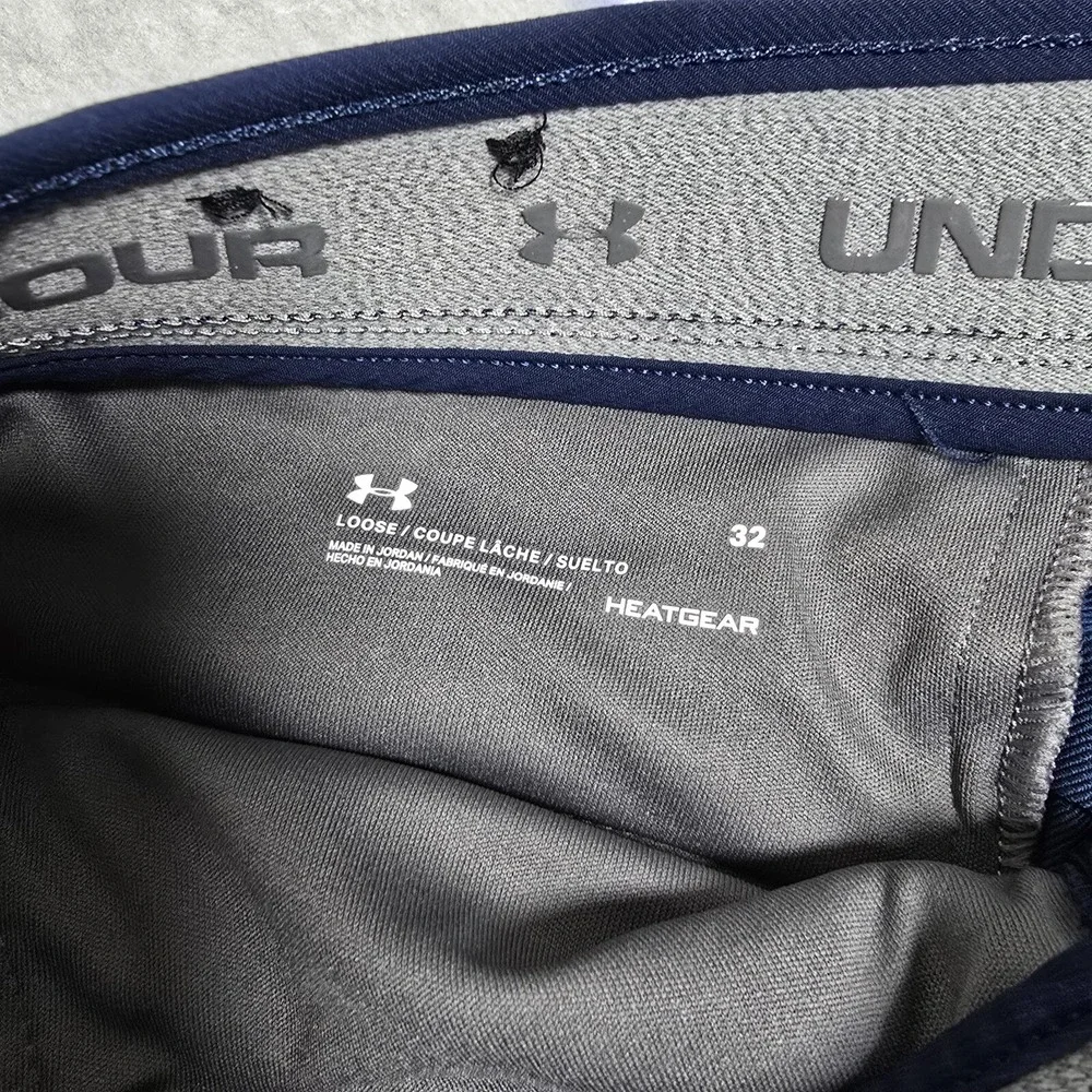 Under Armour Mens Shorts 32 Blue Golf Loose Stretch HeatGear Grip Waist Active